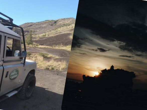 Landrover and Tanah Lot sunset Bali
